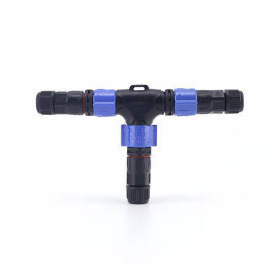 Connecteur électrique étanche en T IP67, forme T, M20, avec verrouillage à bouton-poussoir pour éclairage LED extérieur