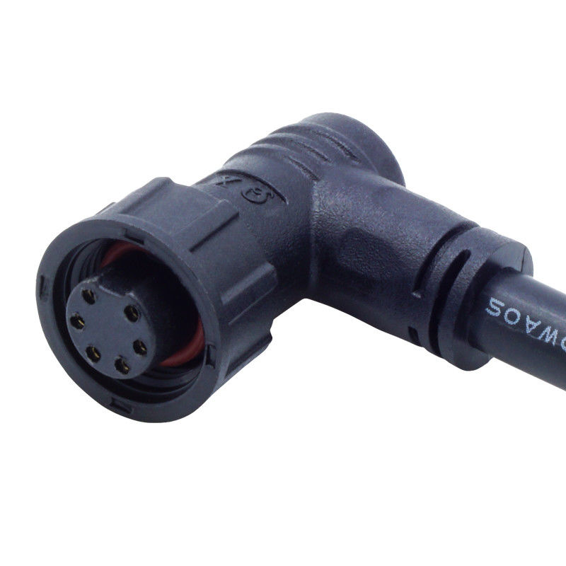 Connecteur imperméable à l'eau de type vis PA66 M12 Tête de coude pour alimentation électrique IP68