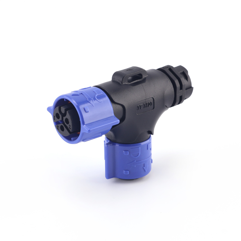 Connecteur électrique étanche en T IP67, forme T, M20, avec verrouillage à bouton-poussoir pour éclairage LED extérieur